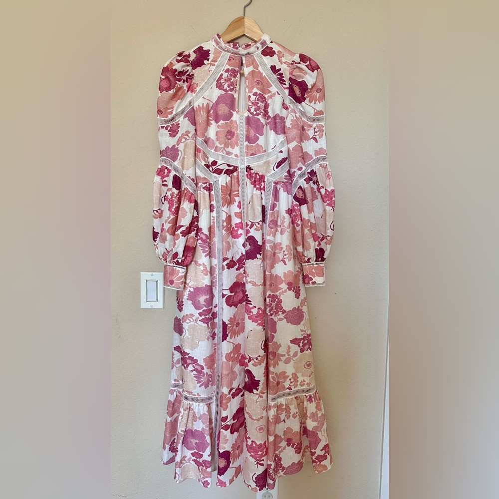 Ted Baker Blush and Burgundy Floral Maxi Dress, size 0